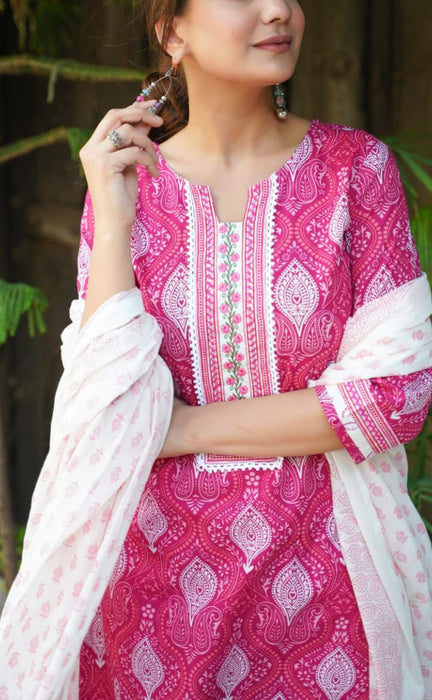 Cotton Small Ladies Pink Kurti Palazzo Set, For Clothing, Printed at Rs  399/set in Gautam Budh Nagar